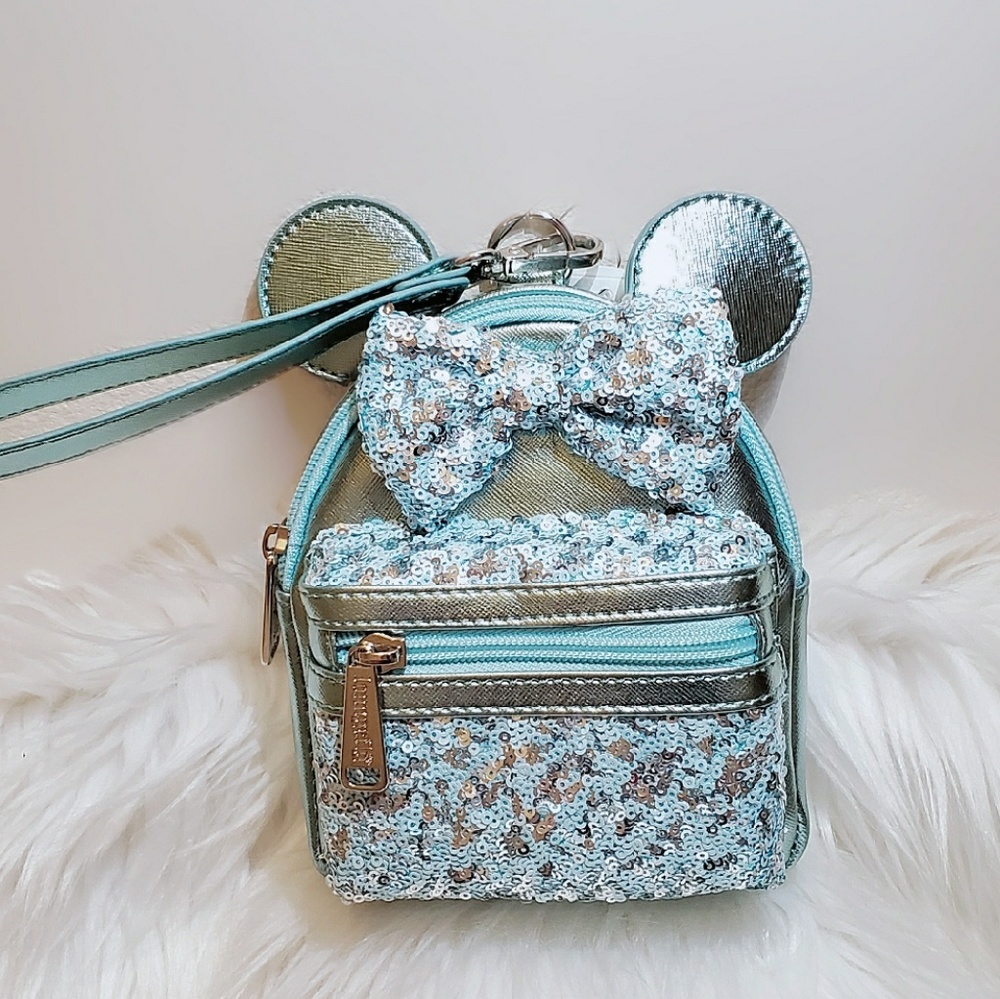 DISNEY LOUNGEFLY ARENDELLE AQUA BACKPACK WRISLET - Picture 1 of 8